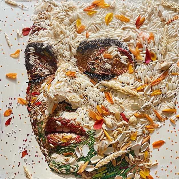 Abstract Portraits Using Rice Wheat and Maize