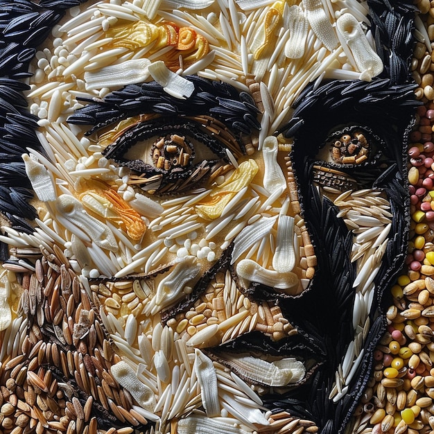 Abstract Portraits Using Rice Wheat and Maize