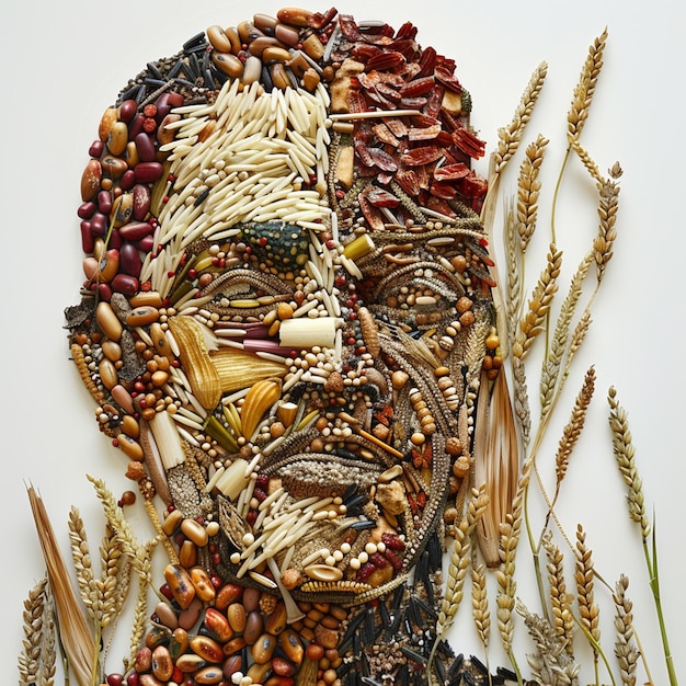 Abstract Portraits Using Rice Wheat and Maize