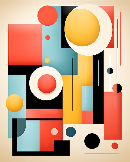 Abstract Poster or Background Design Modern Abstract Geometric Art with Bold Colors and Shapes MidCentury Design Inspiration Vertical