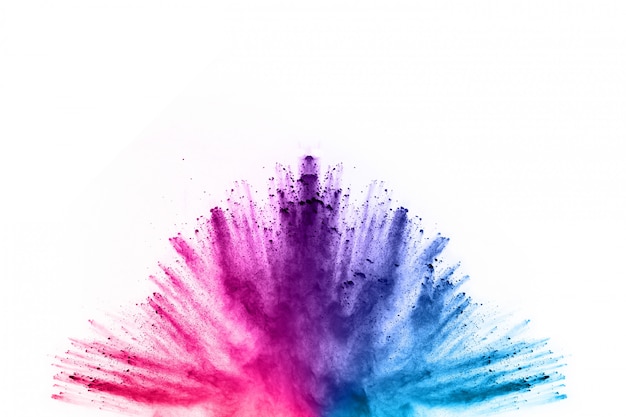 abstract powder splatted background. Colorful powder explosion on white background. 