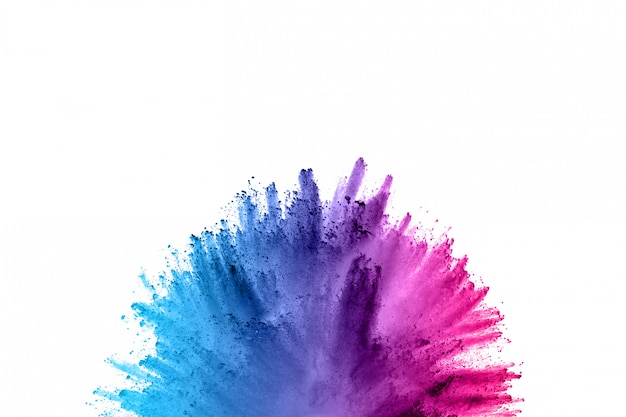 abstract powder splatted background. Colorful powder explosion on white background. 