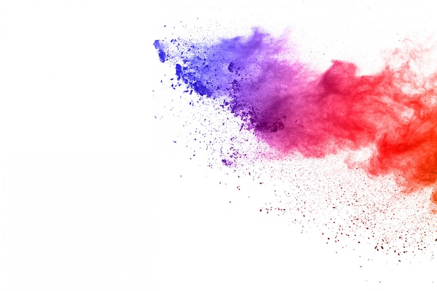 abstract powder splatted background. Colorful powder explosion on white background.