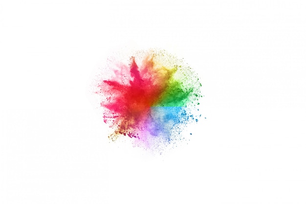 abstract powder splatted background. Colorful powder explosion on white background.  