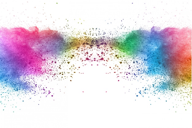 abstract powder splatted background. Colorful powder explosion on white background. 