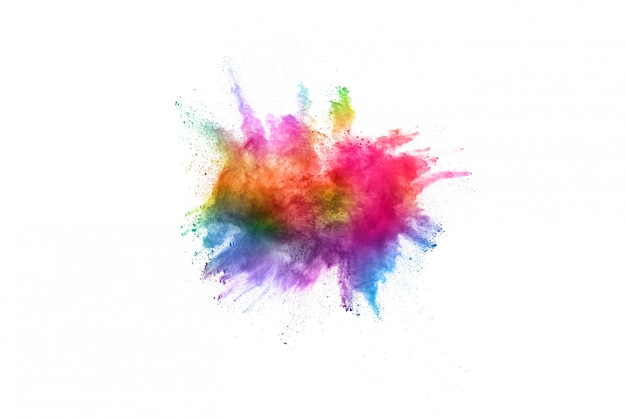 abstract powder splatted background. Colorful powder explosion on white background. 