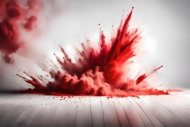 Abstract powder splatted background Red powder explosion on white color background