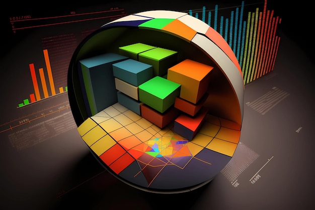 Abstract presentation of graph chart pie in d geometric to represent business financial success