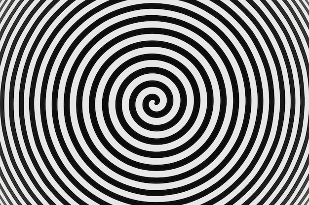 Abstract Psychedelic twisting Hypnos Circles black and white background 3D rendering