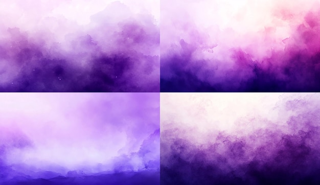 Photo abstract purple background with clouds and fog smoke texture watercolor illustration vector design watercolor background