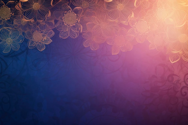 Abstract purple background with gold outlined flower pattern