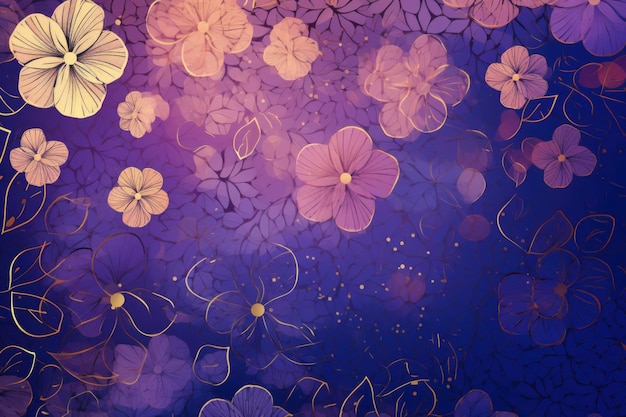 Abstract purple background with subtle flowers pattern