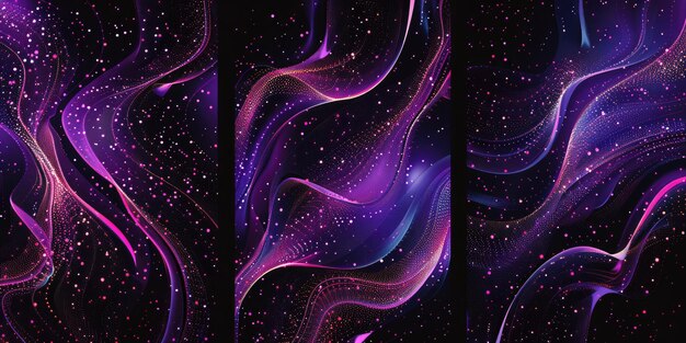 Photo abstract purple and black wavy lines design for poster wallpaper aig51