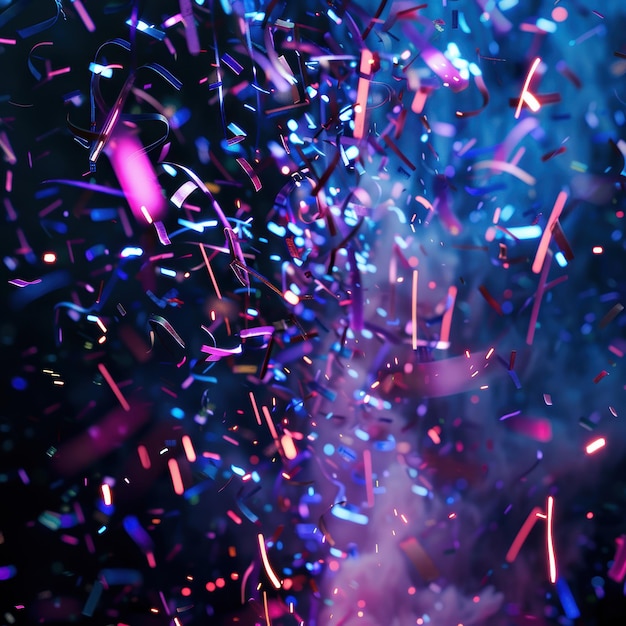 Abstract Purple and Blue Confetti Explosion