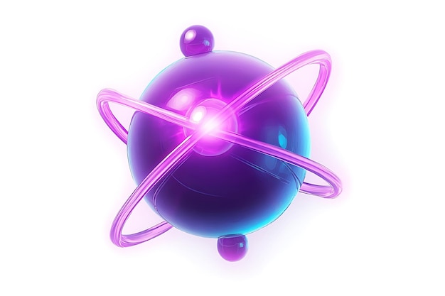 Abstract Purple and Blue Sphere with Glowing Rings