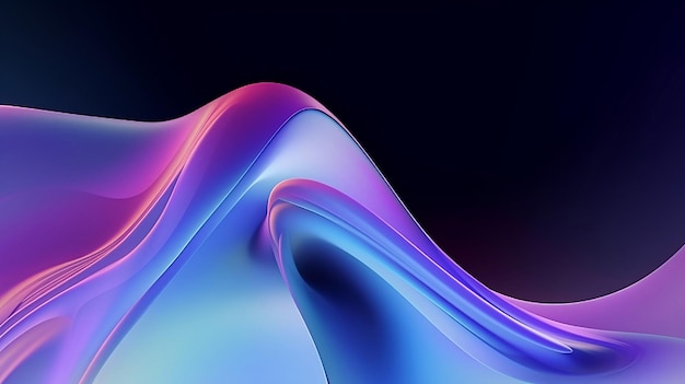 Abstract Purple and Blue waves on black background Gradient design element for banners or wallpapers