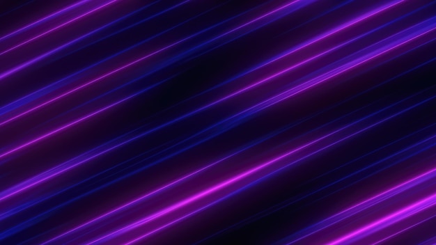 Photo abstract purple glowing background with flying lines and stripes