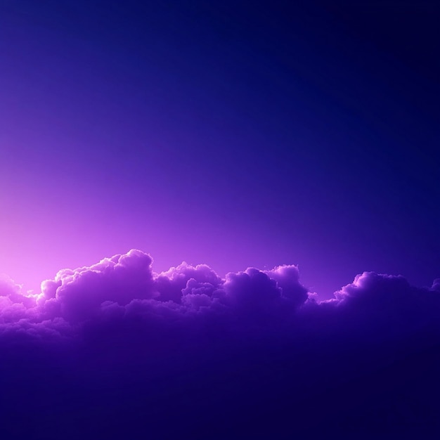 Photo abstract purple gradient background with soft clouds and plane flying