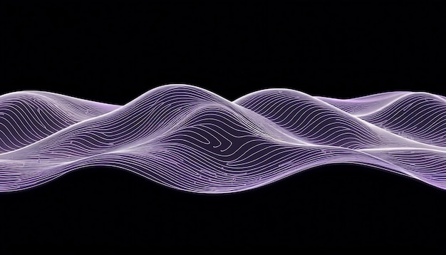 Photo abstract purple lines of light on a black background