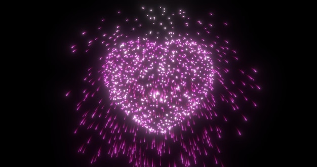 Photo abstract purple pink fireworks festive fireworks for valentine's day in the shape of a heart