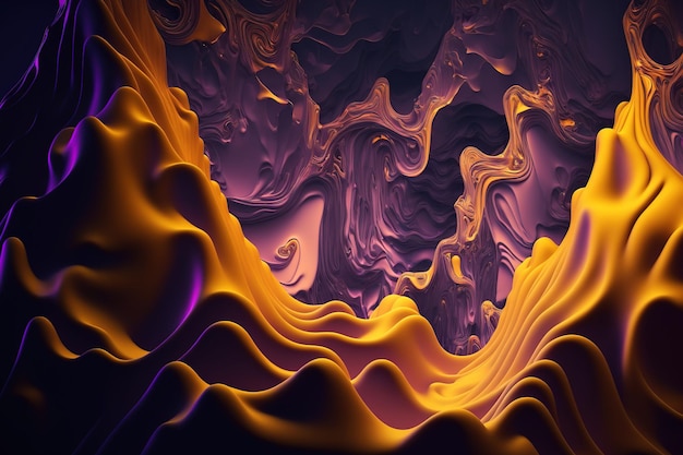 Abstract purple and yellow wavy backdrop