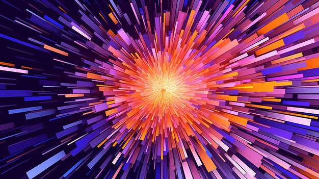 Photo abstract radial rectangle pattern on purple background