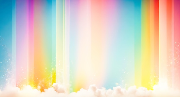 Abstract Rainbow Background with Clouds and Sparkles