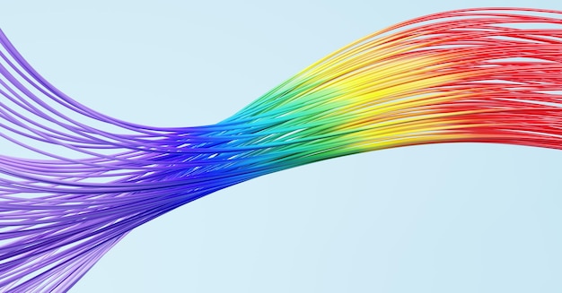 Abstract rainbow color waved wires background