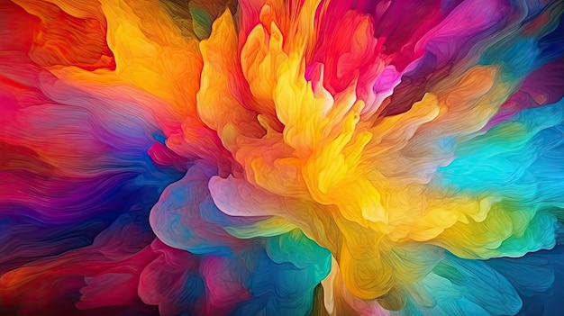 Abstract Rainbow colors abstract waves splash lines banner background wallpaper Generative AI