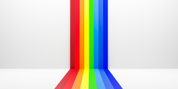 Abstract rainbow gradient multi colors of white scene background with perspective room