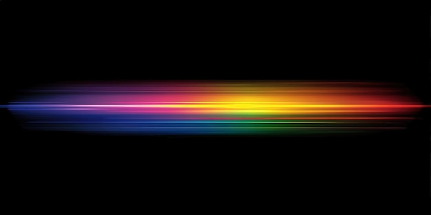 Photo abstract rainbow light streaks on black background