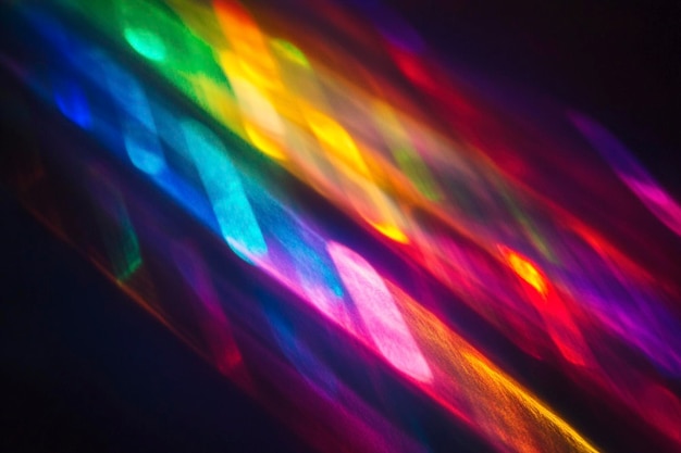 Abstract Rainbow Light Streaks on Dark Background