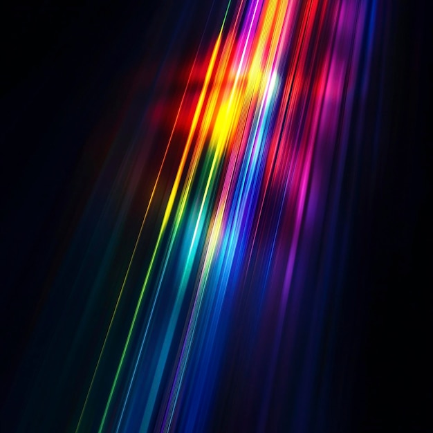 Photo abstract rainbow light streaks on dark background