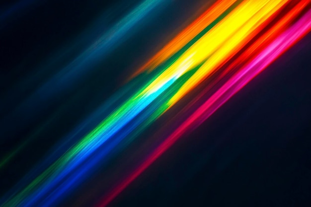 Abstract Rainbow Light Streaks on Dark Background