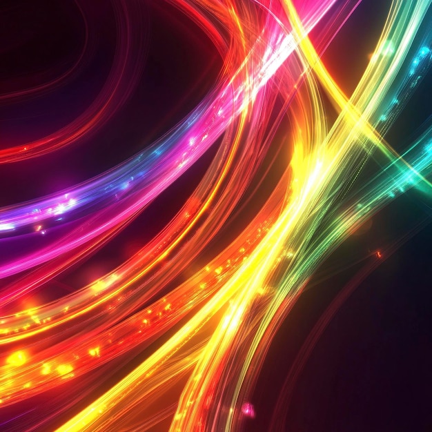 Photo abstract rainbow light streaks on dark background