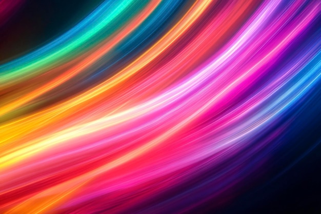 Abstract Rainbow Light Streaks on Dark Background