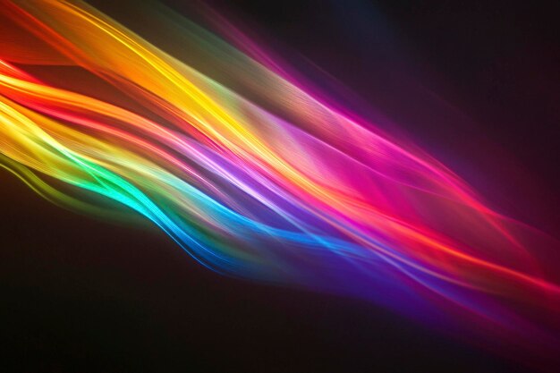 Photo abstract rainbow light streaks on dark background