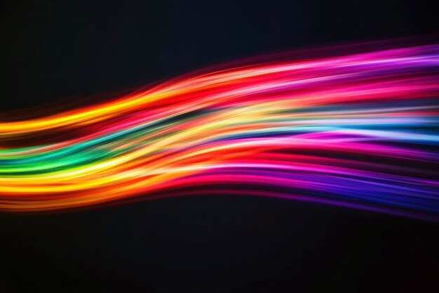 Photo abstract rainbow light streaks on dark background