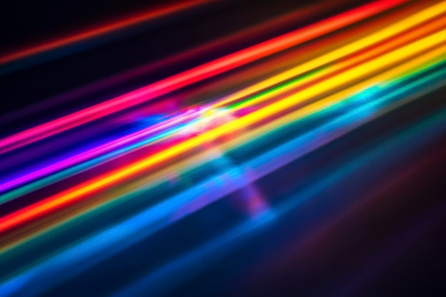 Photo abstract rainbow light streaks on dark background