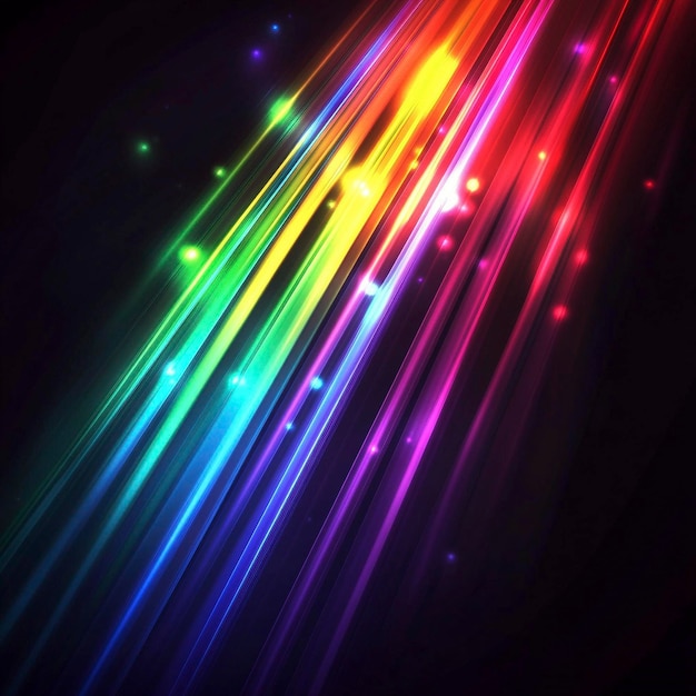 Photo abstract rainbow light streaks on dark background