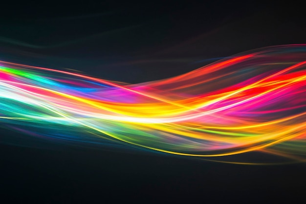 Photo abstract rainbow light streaks on dark background