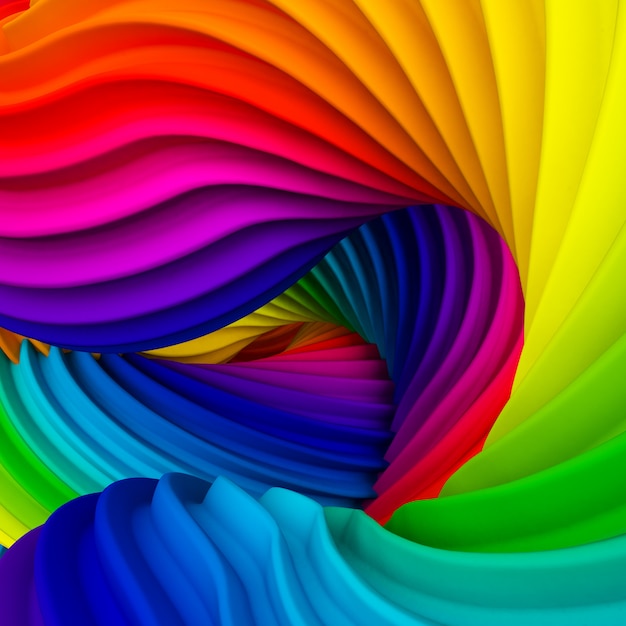 Abstract rainbow pastel shape. 3d rendering.