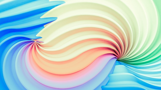 Abstract rainbow pastel shape. 3d rendering.