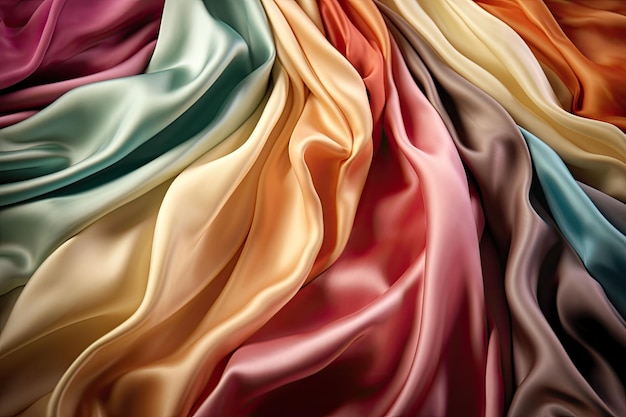 Abstract rainbow smooth silk background Satin elegant luxury fabric Generative AI