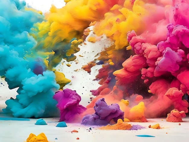 Abstract Rainbow Spirals and Color Powder Explosions