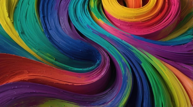 Abstract Rainbow Swirls of Paint