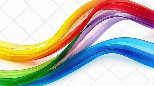 Photo abstract rainbow waves on white diamond pattern background