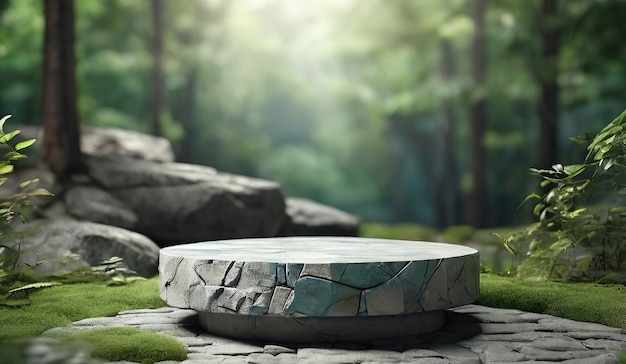 abstract realistic background 3d rendering Product display Stone podium ultra luxury image natural