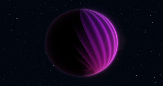 Photo abstract realistic planet purple hitech luminous round sphere in space