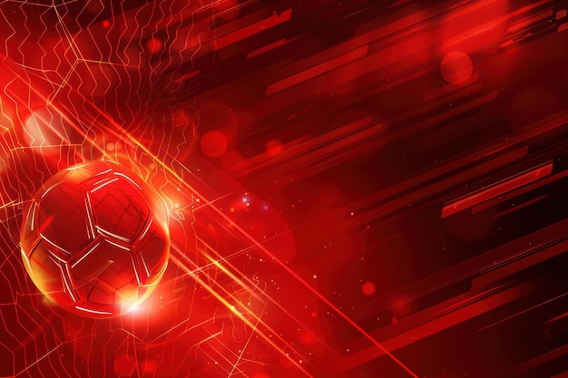 Abstract red background with dynamic hexagon patterns and soccer elements ar 32 Job ID febd91eef20c4